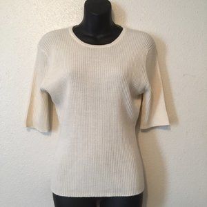 Harve Benard Ivory Cream Ribbed Wool Sweater
